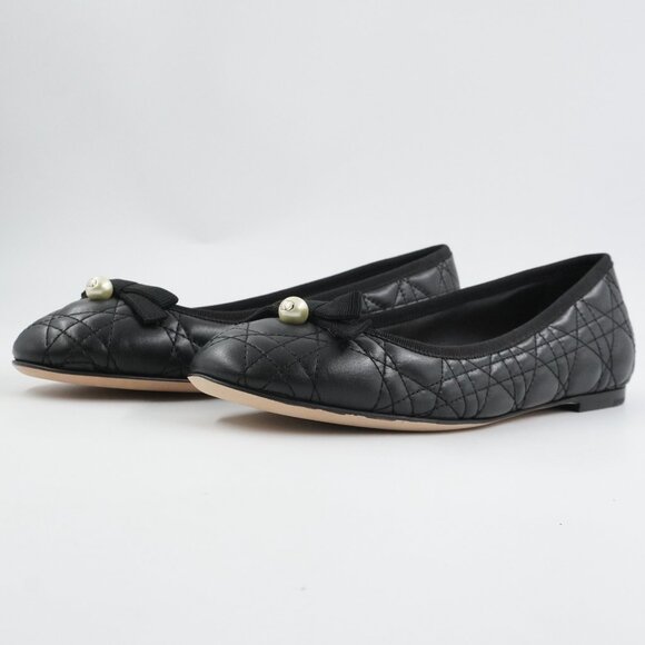 Dior Ballet Flats In Black Quilted Cannage Calfskin Leather - Size 39.5 NWD - Picture 4 of 16